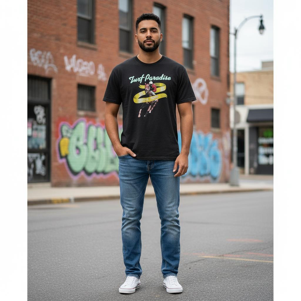 Men's Delta Magnum Weight Turf Paradise Black Green XL Short Sleeve Tee